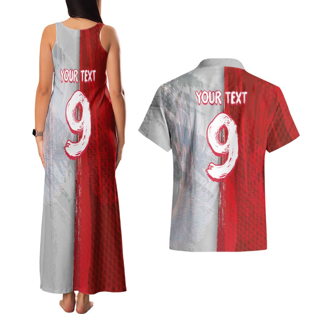 Custom Polish Football Couples Matching Tank Maxi Dress and Hawaiian Shirt Eagle Wings Grunge Sporty Half Style - Wonder Print Shop