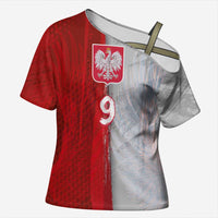 Custom Polish Football Cross Shoulder Shirt Eagle Wings Grunge Sporty Half Style - Wonder Print Shop