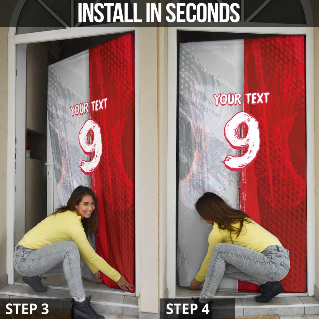 Custom Polish Football Door Cover Eagle Wings Grunge Sporty Half Style - Wonder Print Shop
