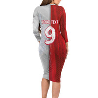 Custom Polish Football Family Matching Long Sleeve Bodycon Dress and Hawaiian Shirt Eagle Wings Grunge Sporty Half Style - Wonder Print Shop
