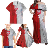Custom Polish Football Family Matching Off Shoulder Maxi Dress and Hawaiian Shirt Eagle Wings Grunge Sporty Half Style - Wonder Print Shop