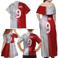 Custom Polish Football Family Matching Off Shoulder Maxi Dress and Hawaiian Shirt Eagle Wings Grunge Sporty Half Style - Wonder Print Shop