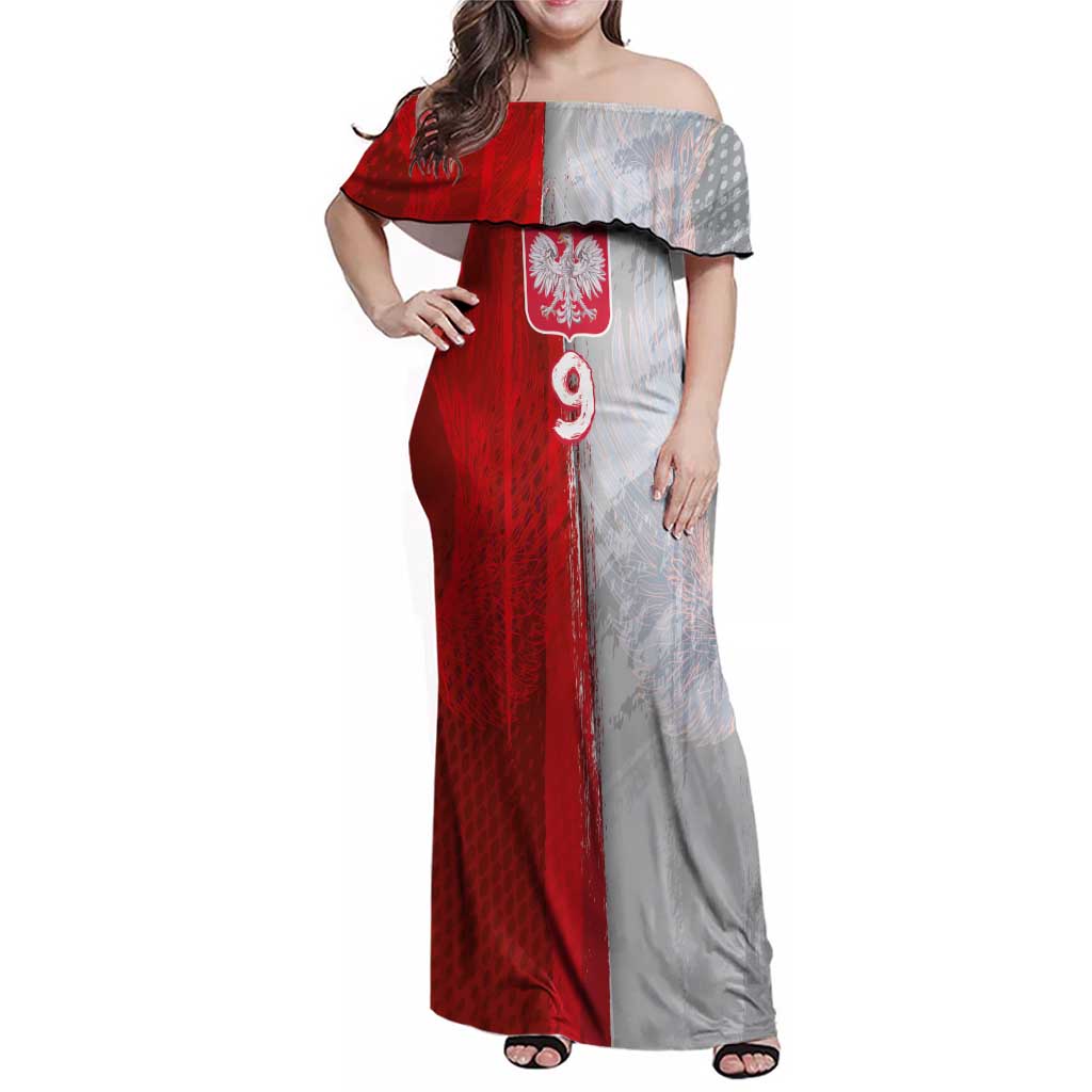 Custom Polish Football Family Matching Off Shoulder Maxi Dress and Hawaiian Shirt Eagle Wings Grunge Sporty Half Style - Wonder Print Shop