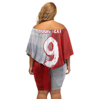 Custom Polish Football Family Matching Off Shoulder Short Dress and Hawaiian Shirt Eagle Wings Grunge Sporty Half Style - Wonder Print Shop