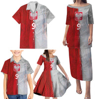 Custom Polish Football Family Matching Puletasi and Hawaiian Shirt Eagle Wings Grunge Sporty Half Style - Wonder Print Shop