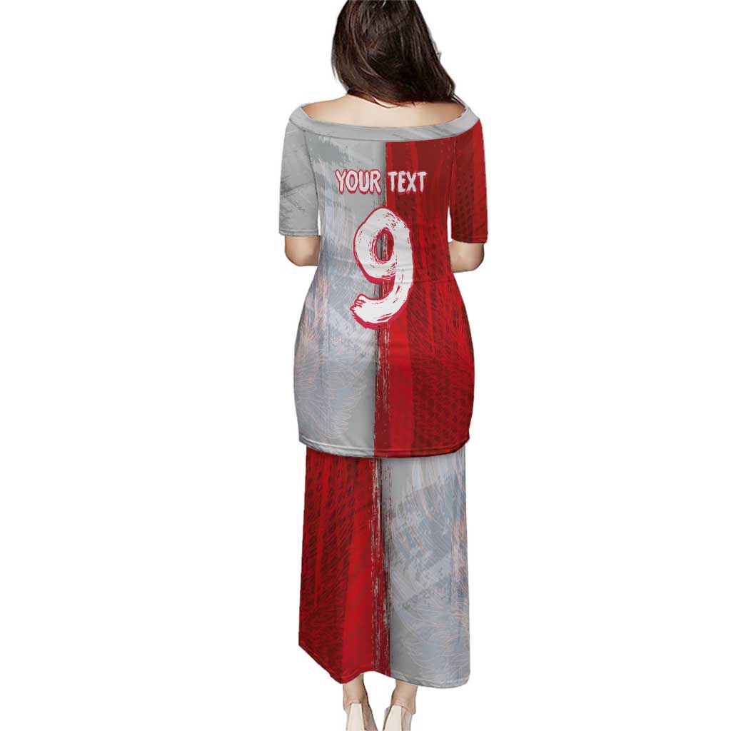 Custom Polish Football Family Matching Puletasi and Hawaiian Shirt Eagle Wings Grunge Sporty Half Style - Wonder Print Shop