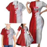 Custom Polish Football Family Matching Short Sleeve Bodycon Dress and Hawaiian Shirt Eagle Wings Grunge Sporty Half Style - Wonder Print Shop