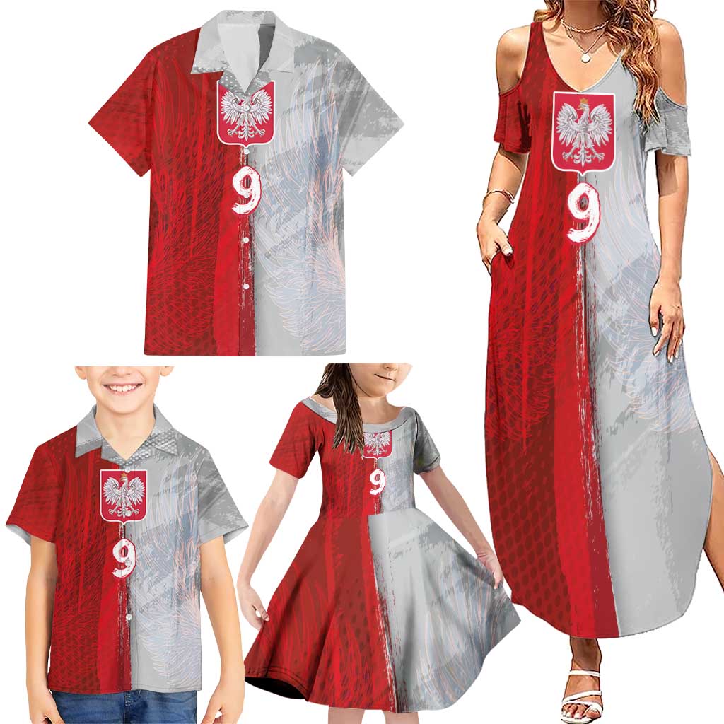 Custom Polish Football Family Matching Summer Maxi Dress and Hawaiian Shirt Eagle Wings Grunge Sporty Half Style - Wonder Print Shop