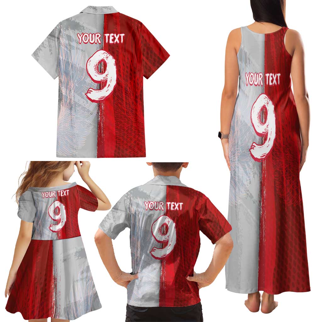 Custom Polish Football Family Matching Tank Maxi Dress and Hawaiian Shirt Eagle Wings Grunge Sporty Half Style - Wonder Print Shop