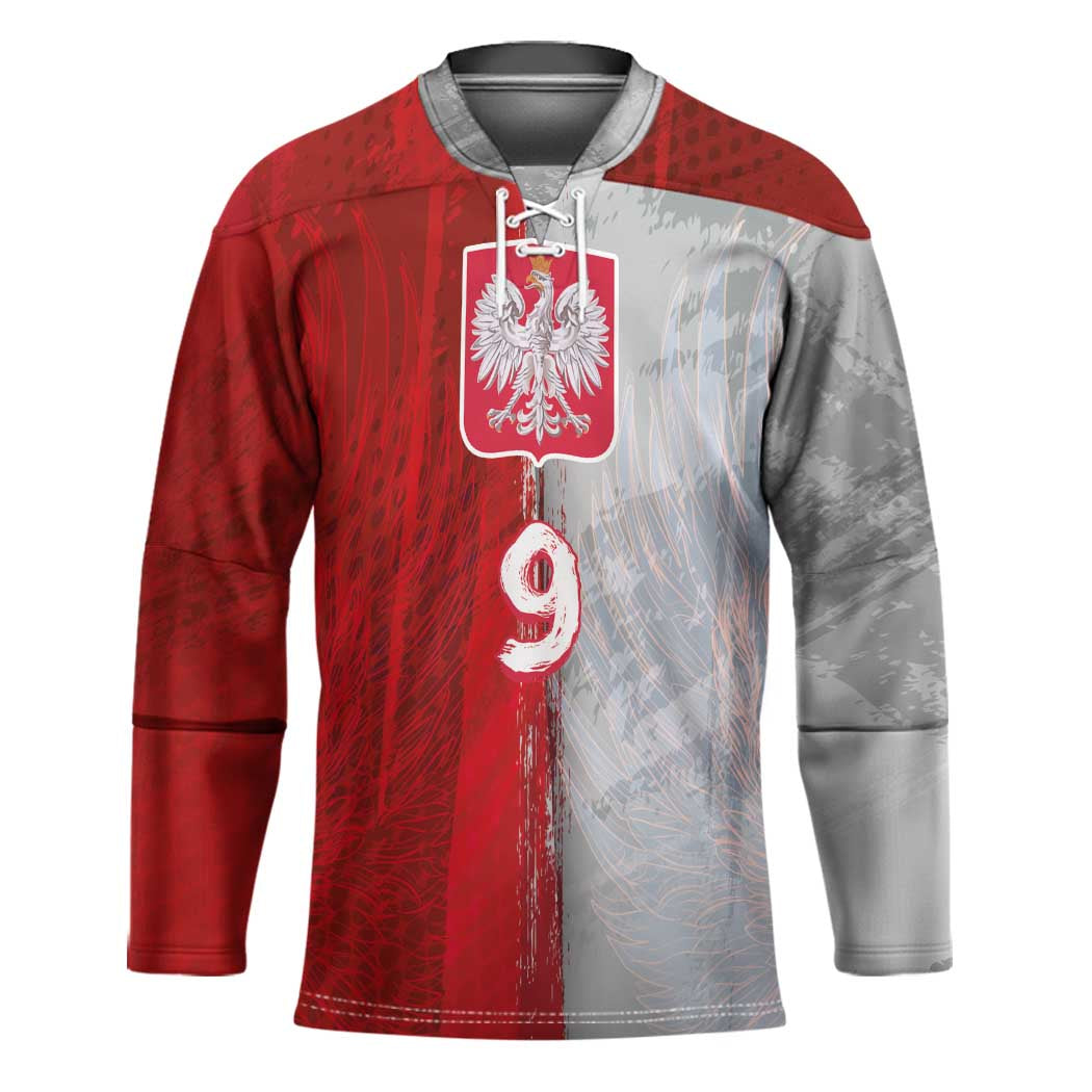 Custom Polish Football Hockey Jersey Eagle Wings Grunge Sporty Half Style - Wonder Print Shop