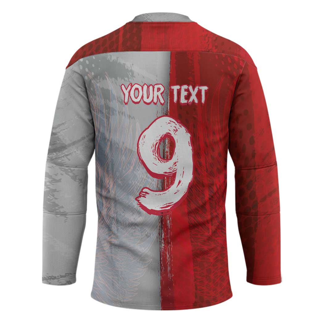 Custom Polish Football Hockey Jersey Eagle Wings Grunge Sporty Half Style - Wonder Print Shop