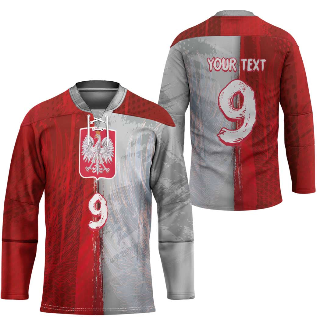 Custom Polish Football Hockey Jersey Eagle Wings Grunge Sporty Half Style - Wonder Print Shop