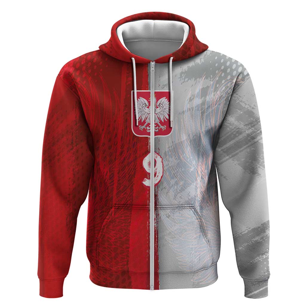 Custom Polish Football Hoodie Eagle Wings Grunge Sporty Half Style - Wonder Print Shop