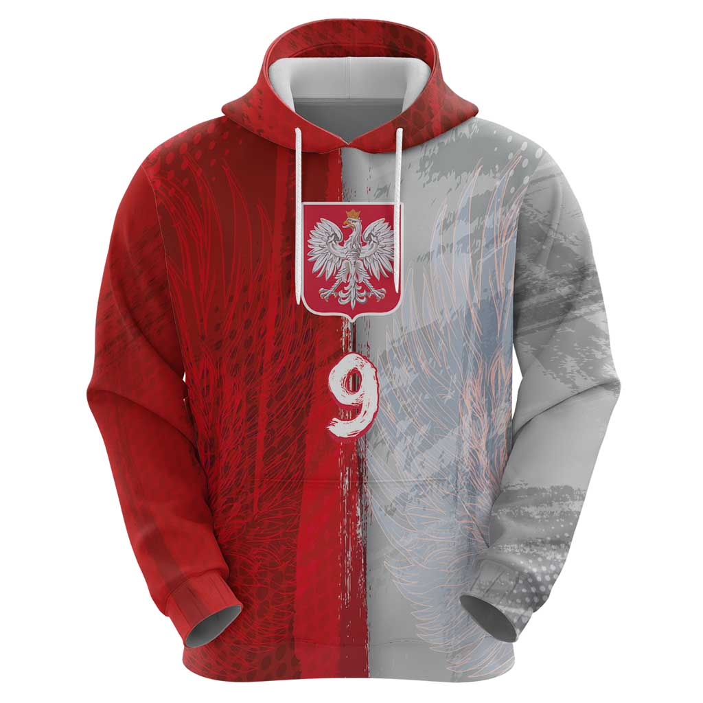 Custom Polish Football Hoodie Eagle Wings Grunge Sporty Half Style - Wonder Print Shop