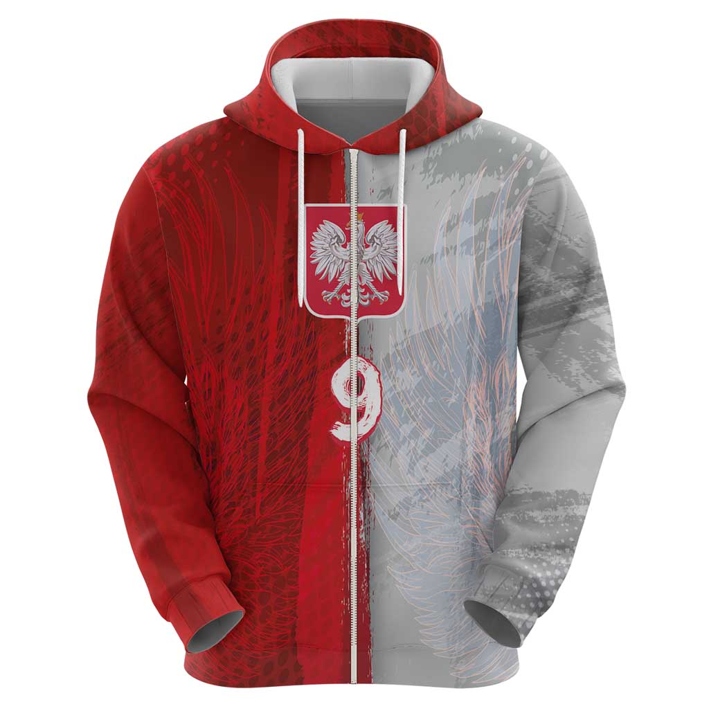 Custom Polish Football Hoodie Eagle Wings Grunge Sporty Half Style - Wonder Print Shop