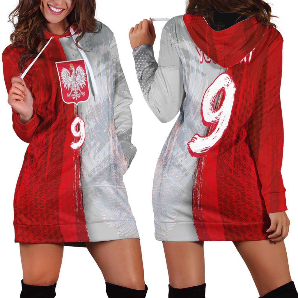 Custom Polish Football Hoodie Dress Eagle Wings Grunge Sporty Half Style - Wonder Print Shop