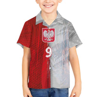 Custom Polish Football Kid Hawaiian Shirt Eagle Wings Grunge Sporty Half Style - Wonder Print Shop