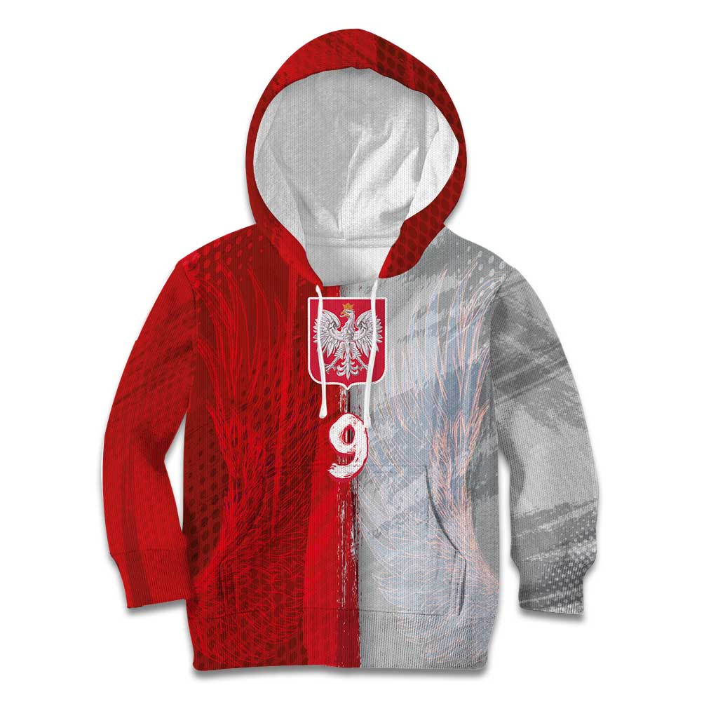 Custom Polish Football Kid Hoodie Eagle Wings Grunge Sporty Half Style - Wonder Print Shop