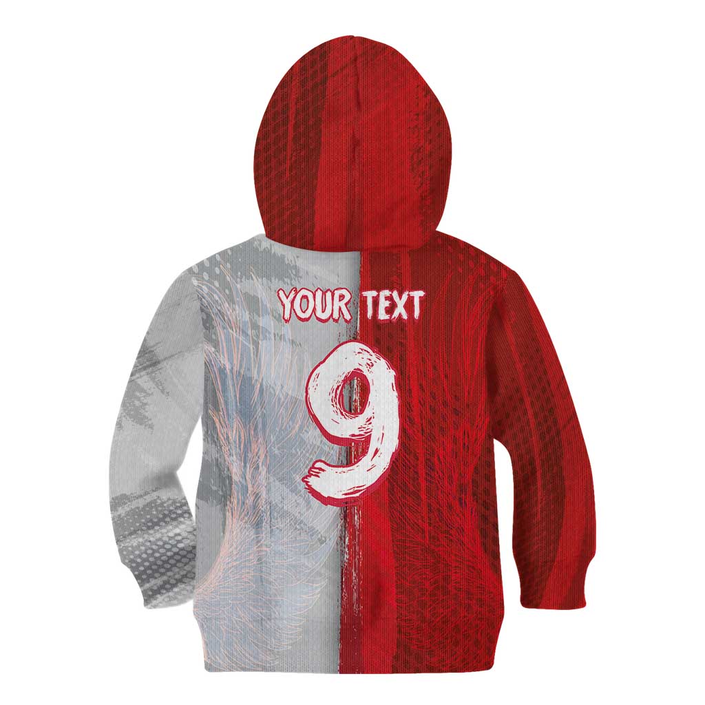 Custom Polish Football Kid Hoodie Eagle Wings Grunge Sporty Half Style - Wonder Print Shop