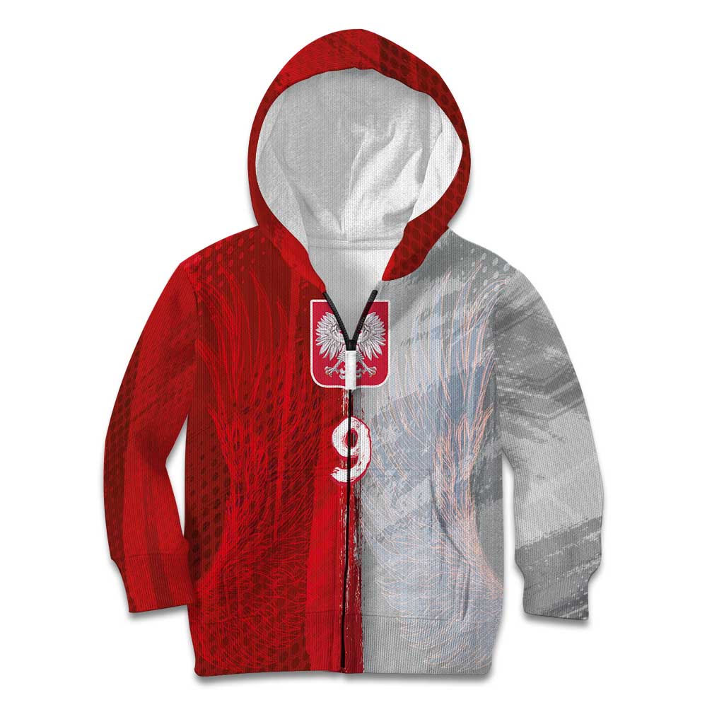 Custom Polish Football Kid Hoodie Eagle Wings Grunge Sporty Half Style - Wonder Print Shop