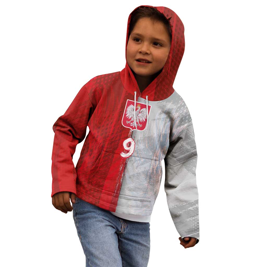 Custom Polish Football Kid Hoodie Eagle Wings Grunge Sporty Half Style - Wonder Print Shop