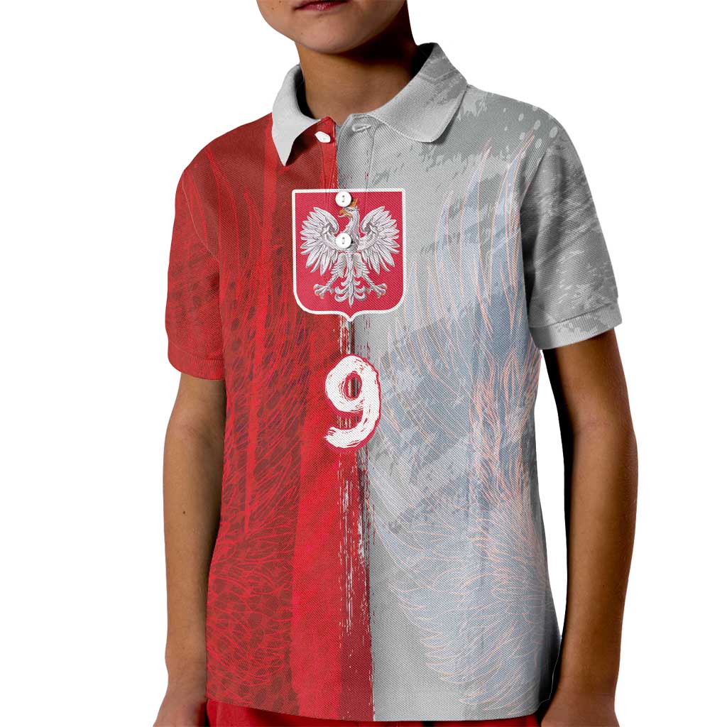 Custom Polish Football Kid Polo Shirt Eagle Wings Grunge Sporty Half Style - Wonder Print Shop