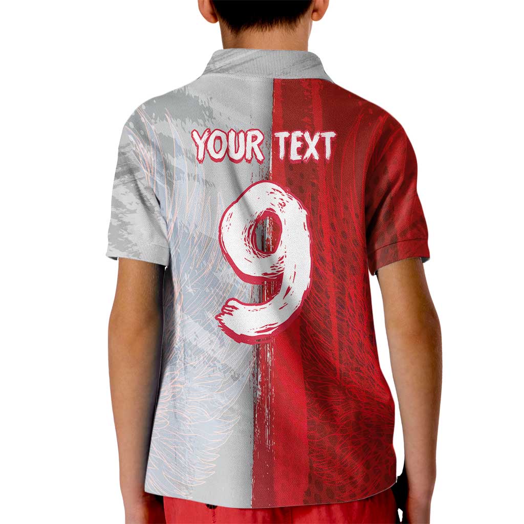 Custom Polish Football Kid Polo Shirt Eagle Wings Grunge Sporty Half Style - Wonder Print Shop