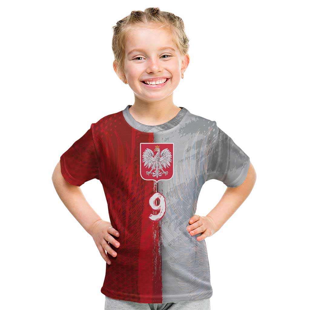 Custom Polish Football Kid T Shirt Eagle Wings Grunge Sporty Half Style - Wonder Print Shop