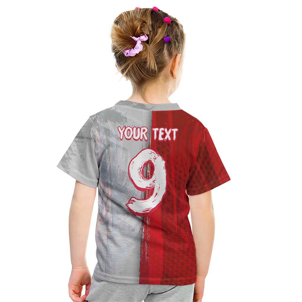 Custom Polish Football Kid T Shirt Eagle Wings Grunge Sporty Half Style - Wonder Print Shop