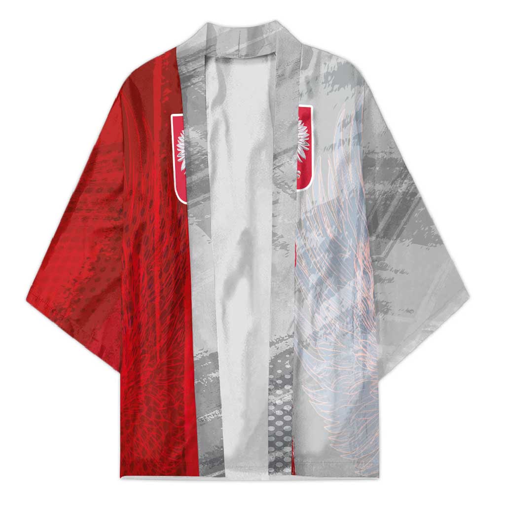 Custom Polish Football Kimono Eagle Wings Grunge Sporty Half Style - Wonder Print Shop