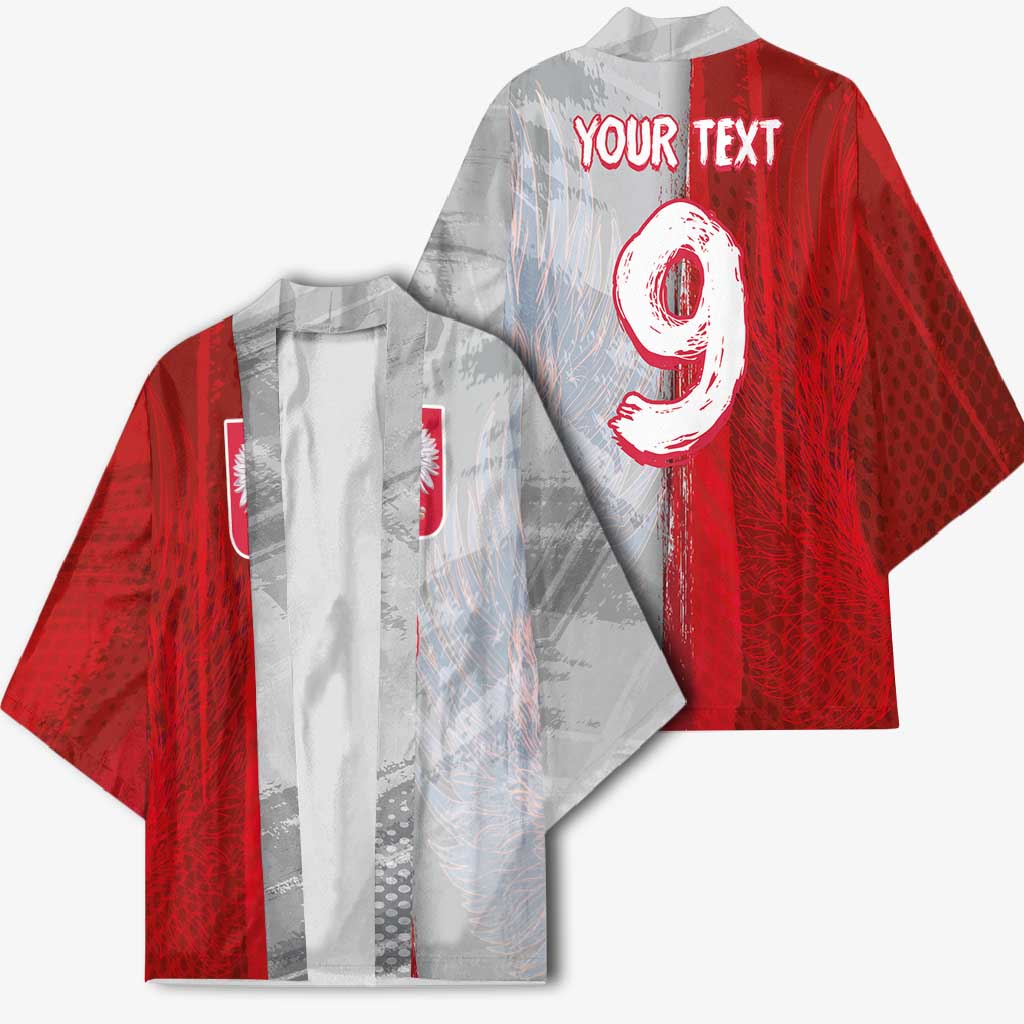 Custom Polish Football Kimono Eagle Wings Grunge Sporty Half Style - Wonder Print Shop