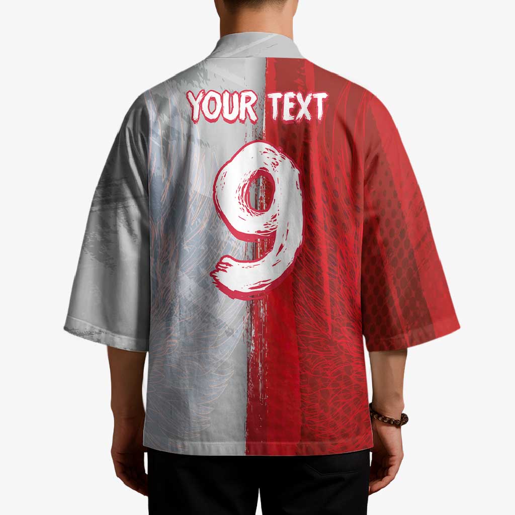 Custom Polish Football Kimono Eagle Wings Grunge Sporty Half Style - Wonder Print Shop