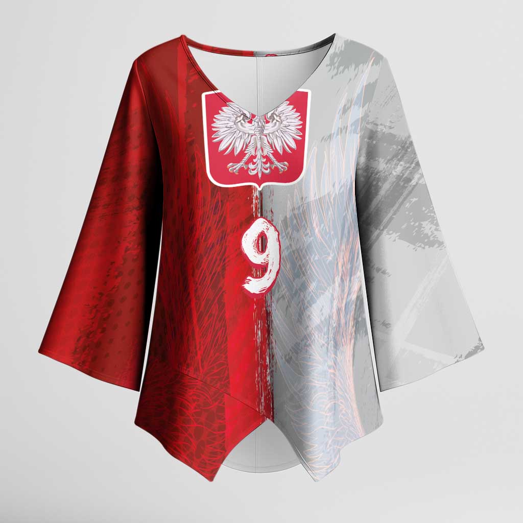 Custom Polish Football Kimono Sleeve Blouse Eagle Wings Grunge Sporty Half Style - Wonder Print Shop