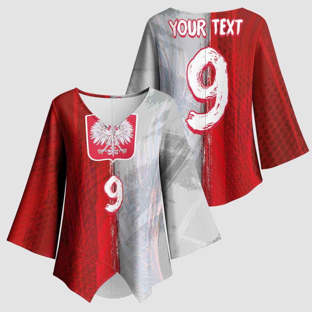 Custom Polish Football Kimono Sleeve Blouse Eagle Wings Grunge Sporty Half Style - Wonder Print Shop