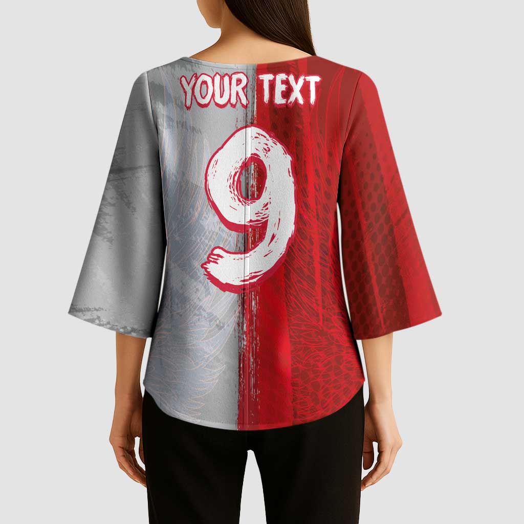 Custom Polish Football Kimono Sleeve Blouse Eagle Wings Grunge Sporty Half Style - Wonder Print Shop