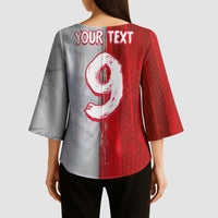 Custom Polish Football Kimono Sleeve Blouse Eagle Wings Grunge Sporty Half Style - Wonder Print Shop