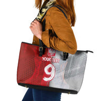 Custom Polish Football Leather Tote Bag Eagle Wings Grunge Sporty Half Style - Wonder Print Shop