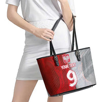 Custom Polish Football Leather Tote Bag Eagle Wings Grunge Sporty Half Style - Wonder Print Shop