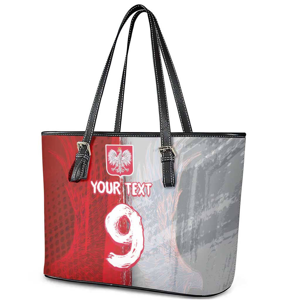 Custom Polish Football Leather Tote Bag Eagle Wings Grunge Sporty Half Style - Wonder Print Shop
