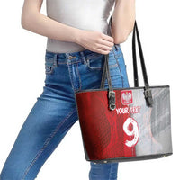 Custom Polish Football Leather Tote Bag Eagle Wings Grunge Sporty Half Style - Wonder Print Shop