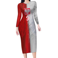 Custom Polish Football Long Sleeve Bodycon Dress Eagle Wings Grunge Sporty Half Style - Wonder Print Shop