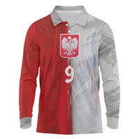 Custom Polish Football Long Sleeve Polo Shirt Eagle Wings Grunge Sporty Half Style - Wonder Print Shop