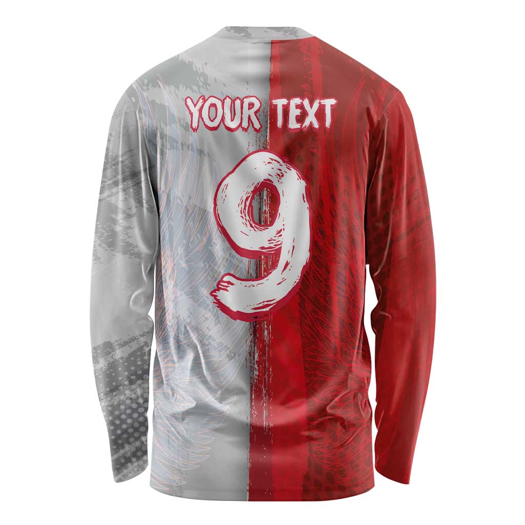 Custom Polish Football Long Sleeve Shirt Eagle Wings Grunge Sporty Half Style - Wonder Print Shop