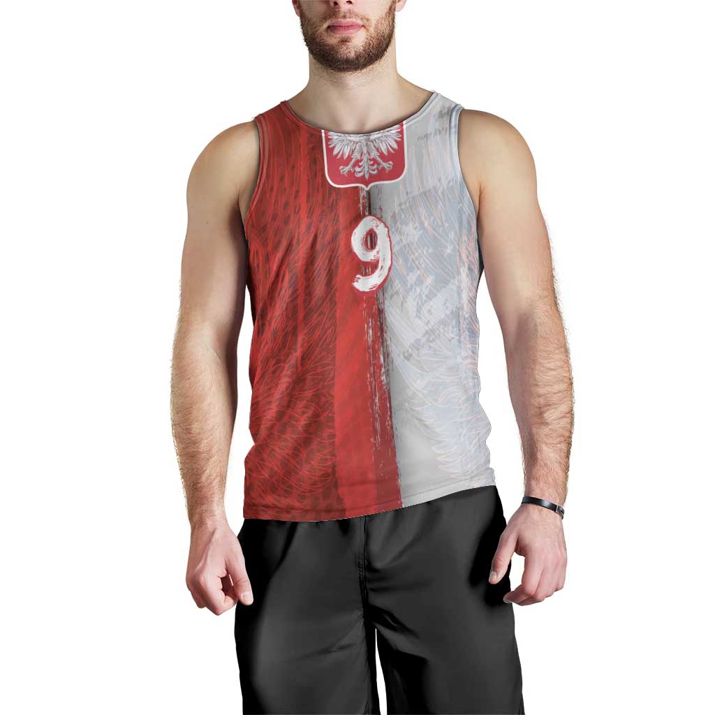 Custom Polish Football Men Tank Top Eagle Wings Grunge Sporty Half Style - Wonder Print Shop