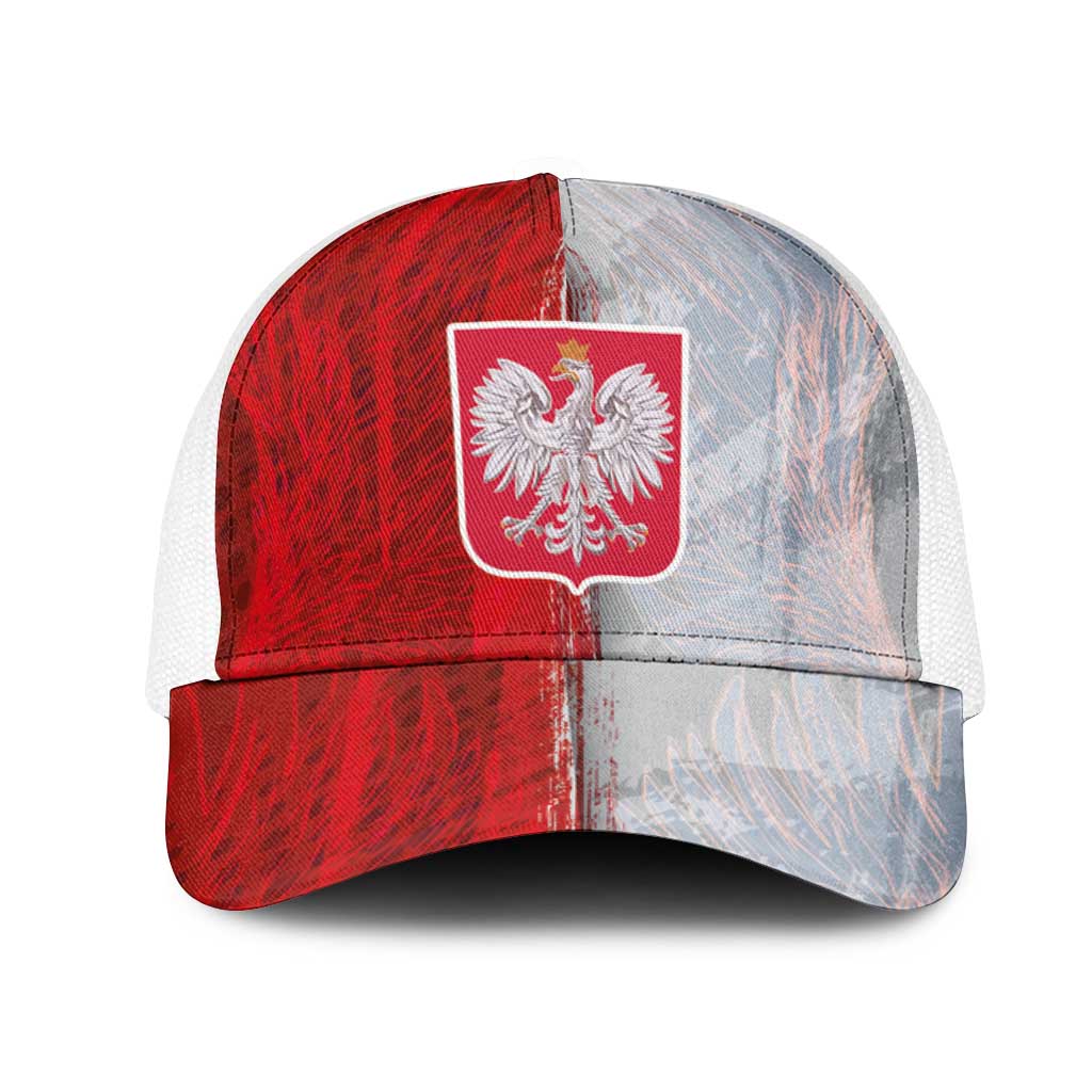 Polish Football Mesh Trucker Cap Eagle Wings Grunge Sporty Half Style - Wonder Print Shop