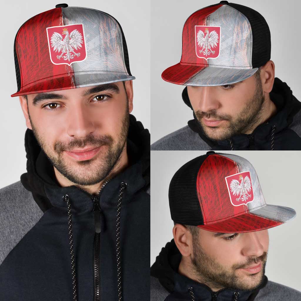 Polish Football Mesh Trucker Cap Eagle Wings Grunge Sporty Half Style - Wonder Print Shop