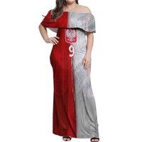 Custom Polish Football Off Shoulder Maxi Dress Eagle Wings Grunge Sporty Half Style - Wonder Print Shop