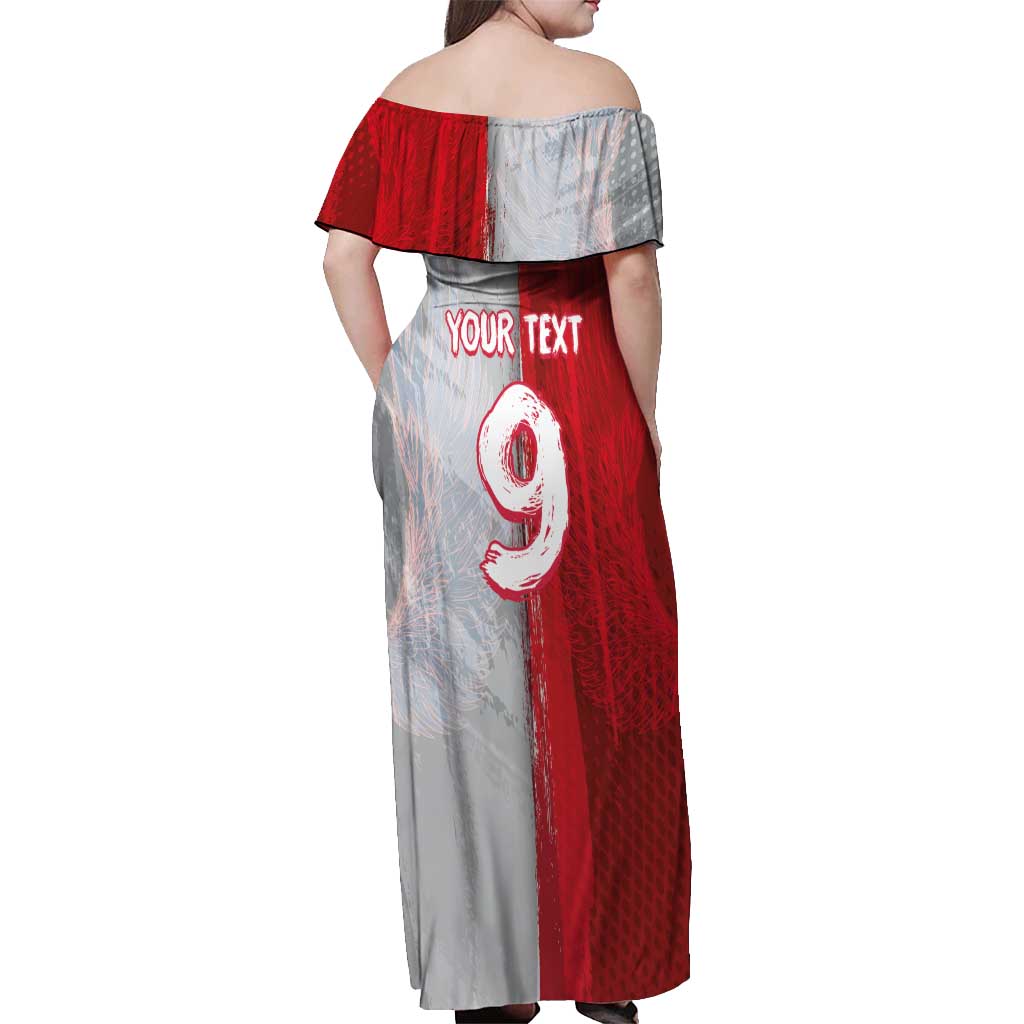Custom Polish Football Off Shoulder Maxi Dress Eagle Wings Grunge Sporty Half Style - Wonder Print Shop