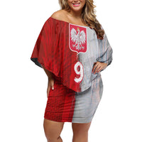 Custom Polish Football Off Shoulder Short Dress Eagle Wings Grunge Sporty Half Style - Wonder Print Shop