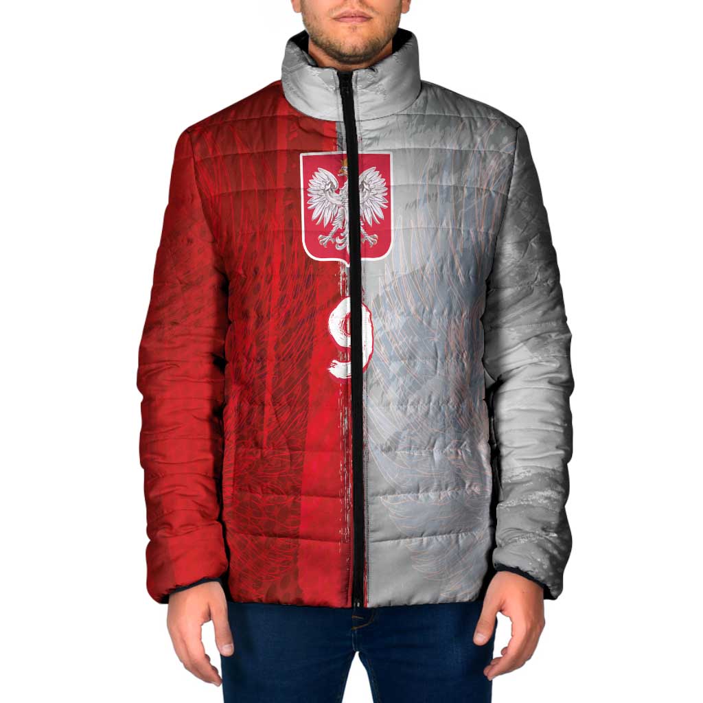 Custom Polish Football Padded Jacket Eagle Wings Grunge Sporty Half Style - Wonder Print Shop